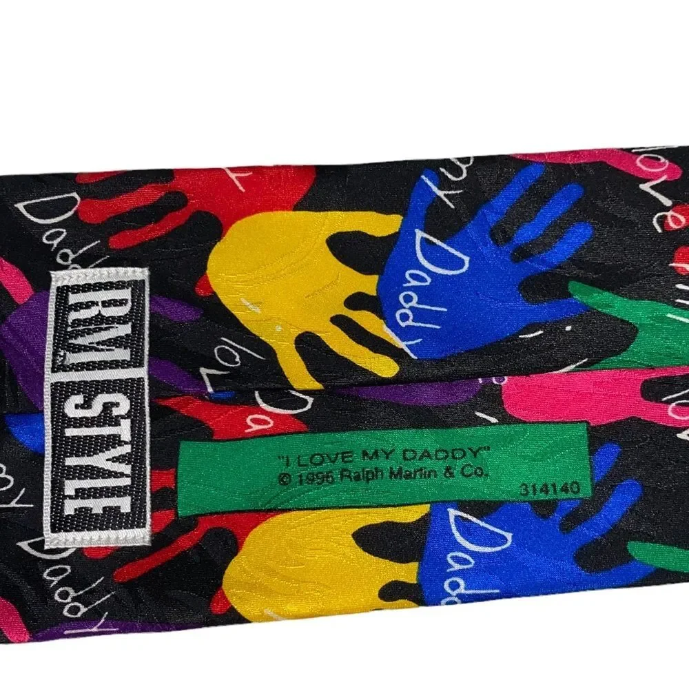 RALPH MARLIN & CO “ I Love My Daddy” Mens Handprint Multicolor Tie